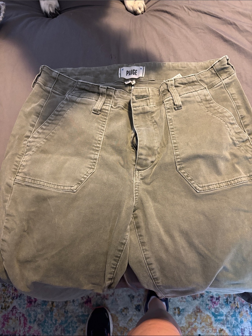 PAIGE Olive Utility Cargo Pants with Patch Pockets